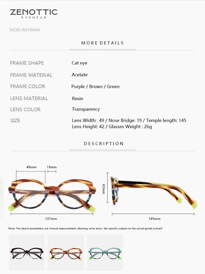 ZENOTTIC 2026 – Lunettes de vue œil de chat pour femme