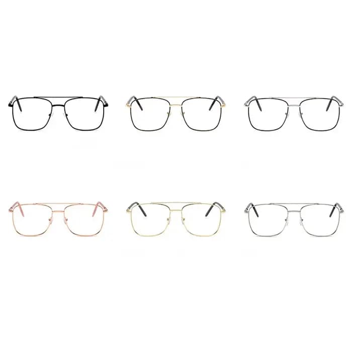 Lunettes anti-radiation à double pont en verre pour femmes – Monture métallique – Verres optiques bloquant la lumière – Promotion