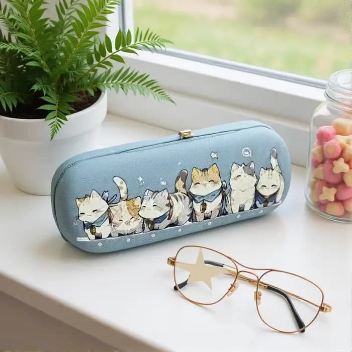 Boîte à lunettes en forme de chat de dessin animé