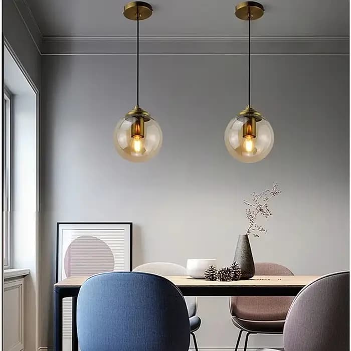 Lampe suspendue en verre LED nordique moderne de luxe, lustre créatif en métal pour salon, salle à manger, chevet, petite lampe suspendue simple