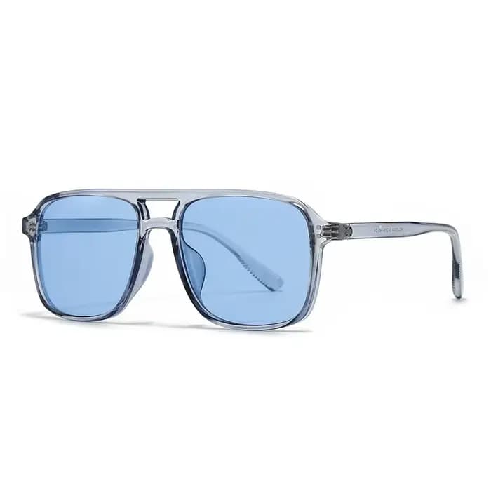 Lunettes de soleil rétro modernes à double pont, lunettes carrées de protection UV400 à monture complète, accessoire de mode de style de rue d'inspiration vintage