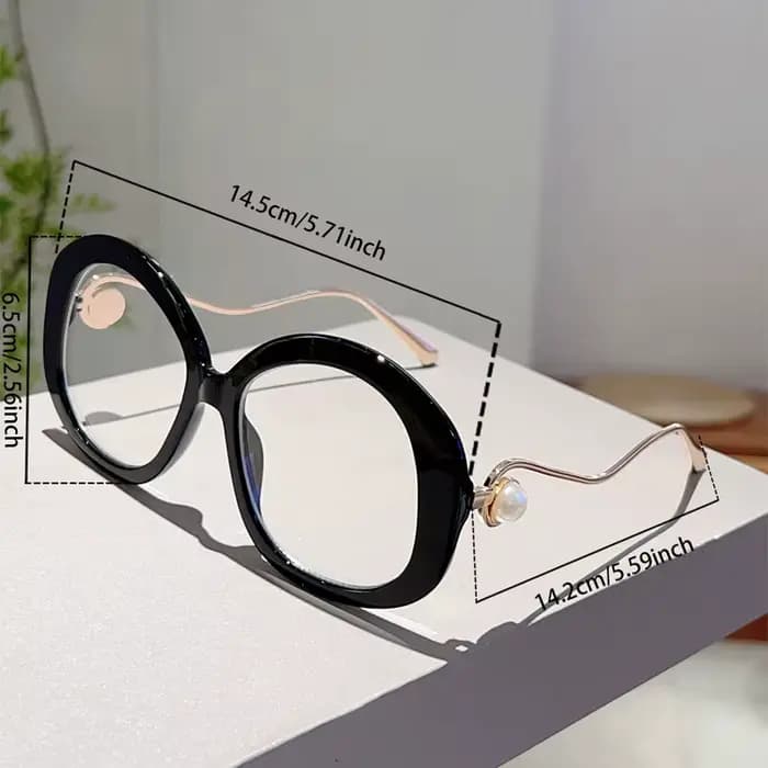 KAMMPT Vintage lunettes rondes avec perles femmes Chic surdimensionné bleu lumière bloquant montures optiques à la mode