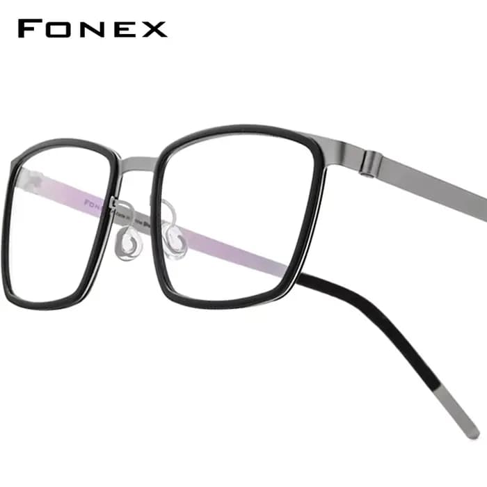 FONEX-Montures de lunettes carrées en alliage d'acétate pour hommes, lunettes ultralégères, sans vis, lunettes japonaises Morten, design de marque, Bad, 98629