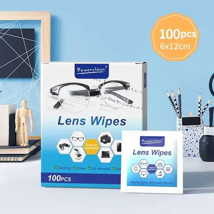 100 lingettes nettoyantes pour lunettes
