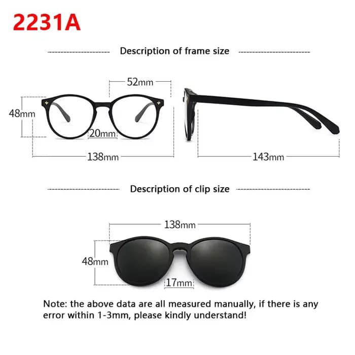Lunettes de Soleil Magnétiques à réinitialisation et Monture Optique 6 en 1