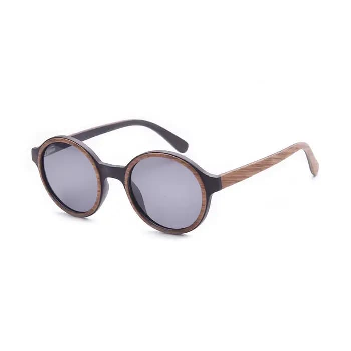 Lunettes de soleil rondes uniques en bois de deux tons pour hommes et femmes