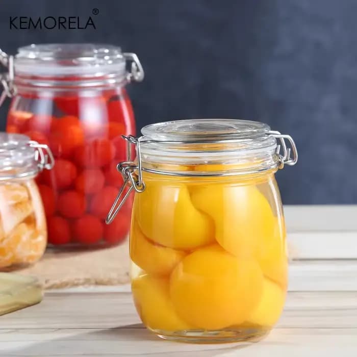 Pot de rangement en verre Borosilicate avec couvercle de verrouillage hermétique, sans BPA, lavable au lave-vaisselle, idéal pour les grains de café, les Fruits et les noix, 1 pièce