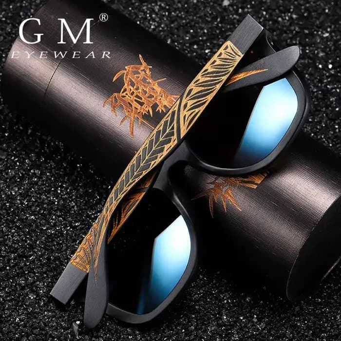 Lunettes de soleil GM faites à la main en bambou naturel pour femmes et hommes, lunettes de soleil polarisées vintage en bois de bambou S1610L