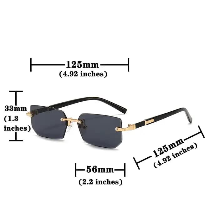 Lunettes de soleil rectangulaires sans monture pour hommes et femmes