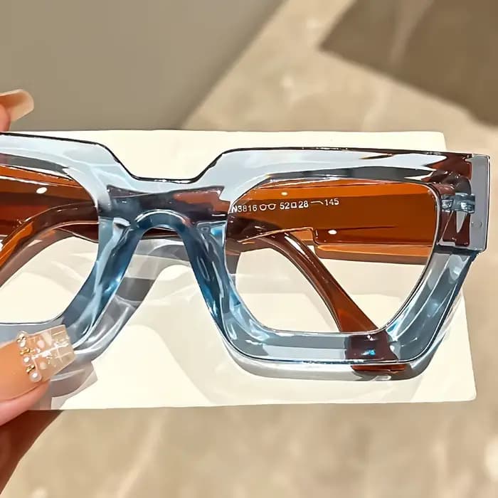 Lunettes surdimensionnées Y2K à verres transparents avec monture imprimée léopard