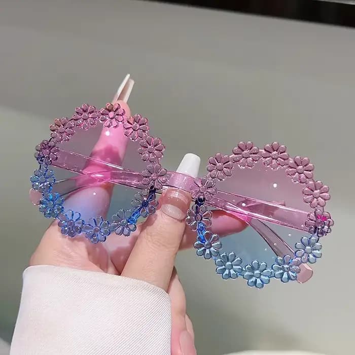 GM LUMIAS lunettes de soleil en forme de fleur pour les filles 2025 élégant multicolore décor nuances enfants Ins à la