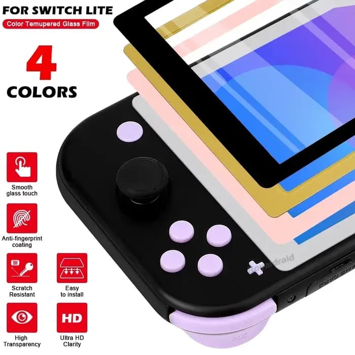 Protecteur d'écran en verre trempé pour Switch Lite, 4 couleurs, Film de protection HD transparent pour NS Switch Lite, accessoires de jeu