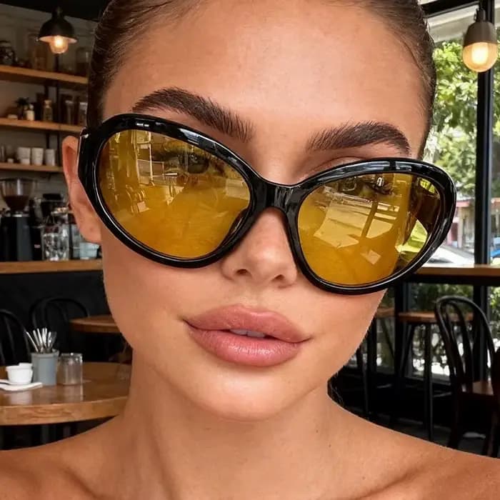 Lunettes de soleil Y2K jaunes couleur bonbon pour femmes
