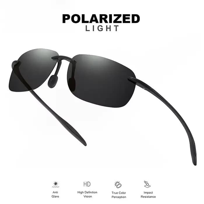 Lunettes de soleil polarisées sans cadre TR90 ultra légères 11 g – Coupe flexible et confortable