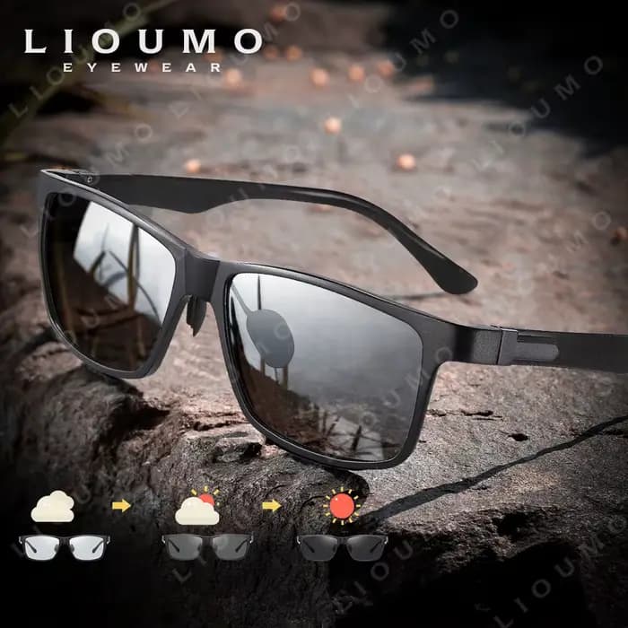 LIOUMO Top qualité photochromique lunettes de soleil polarisées pour hommes femmes cadre en Fiber de carbone