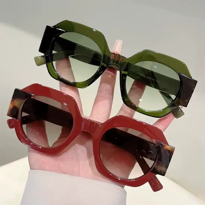 Lunettes de soleil hexagonales tendance pour femmes et hommes
