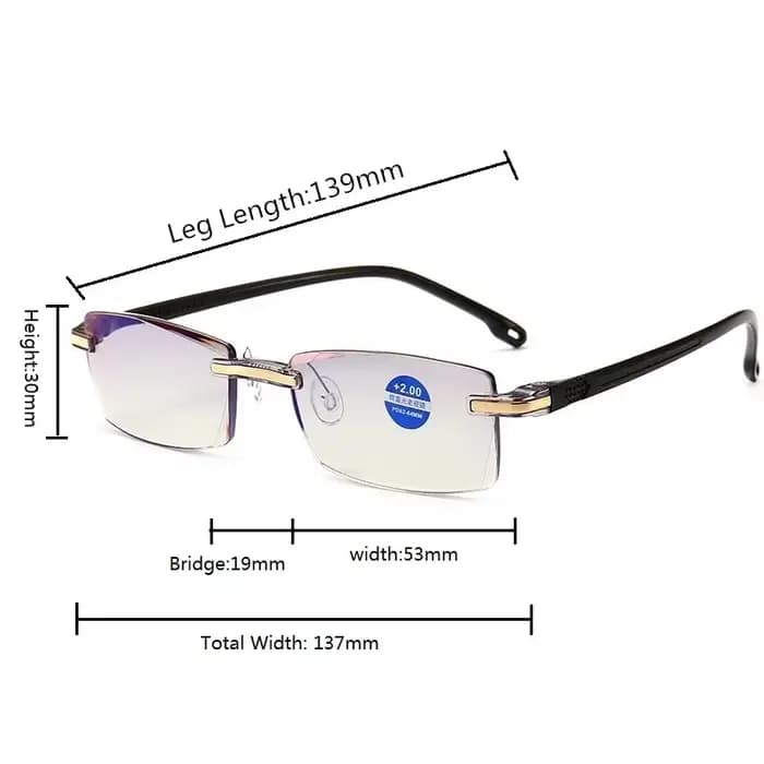 Lunettes de lecture carrées sans monture anti-lumière bleue 2025 pour femmes et hommes