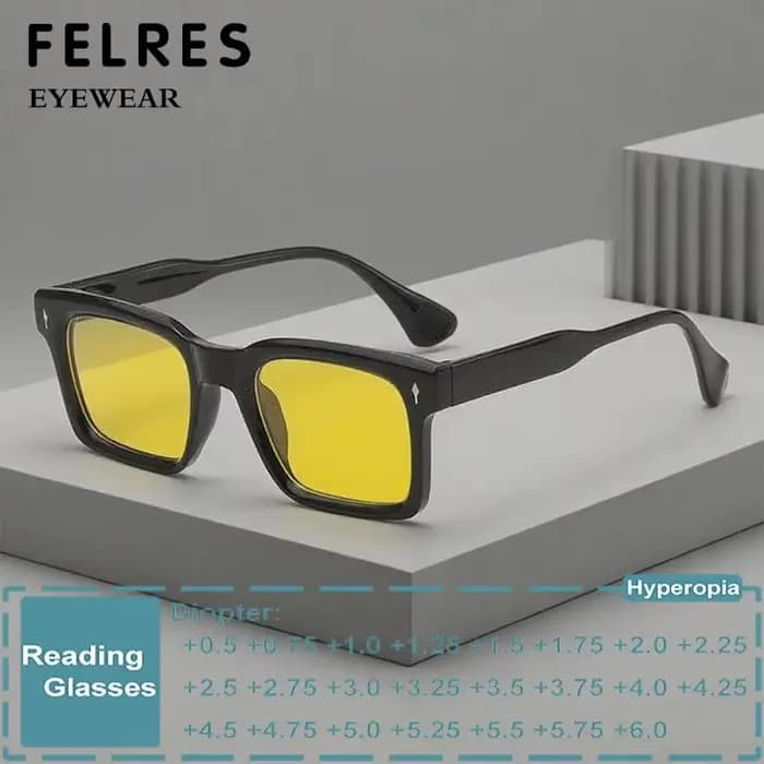Lunettes de soleil de lecture à lentille jaune pour hommes et femmes