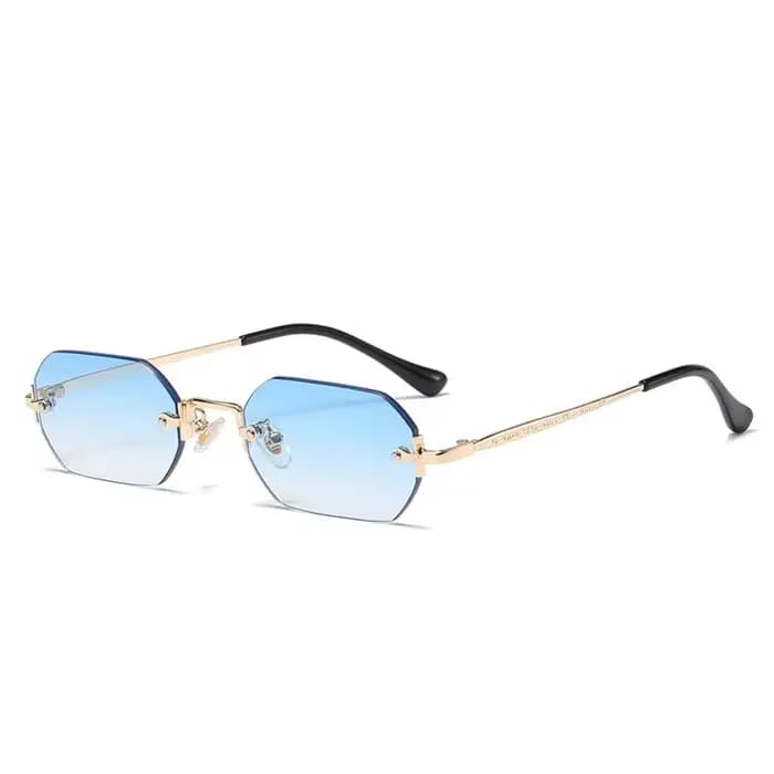 Vintage sans monture polygone lunettes de soleil femmes hommes marque de luxe concepteur populaire voyage petit cadre