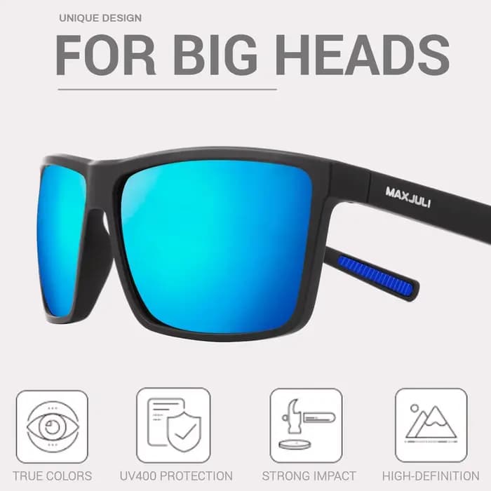 Prévention Jcorde I-Lunettes de soleil polarisées extra grandes pour hommes et femmes, avec grandes têtes, protection UV 400, 8125