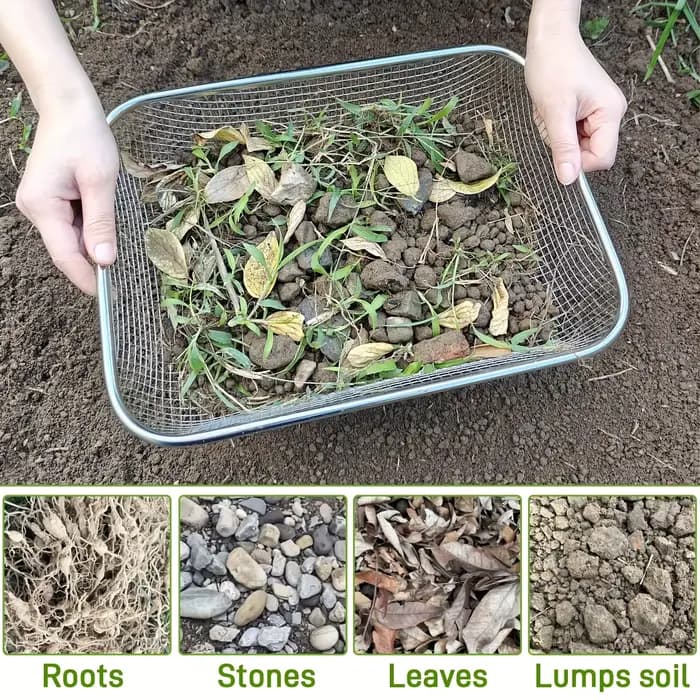 Tamis de sol en acier inoxydable – Tamis de jardinage en maille pour le filtrage, le compostage et le sable de roche, outils manuels durables et antirouille