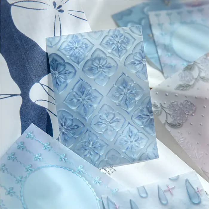 10 pièces de papier de fond décoratif rétro en verre souple, série Jardin, à motifs en relief, pour DIY, Junk Journal, Scrapbooking et cartes