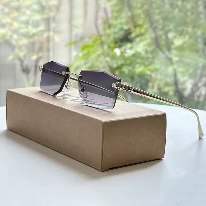 2026 Lunettes De Soleil sans monture Femmes Vintage Luxe
