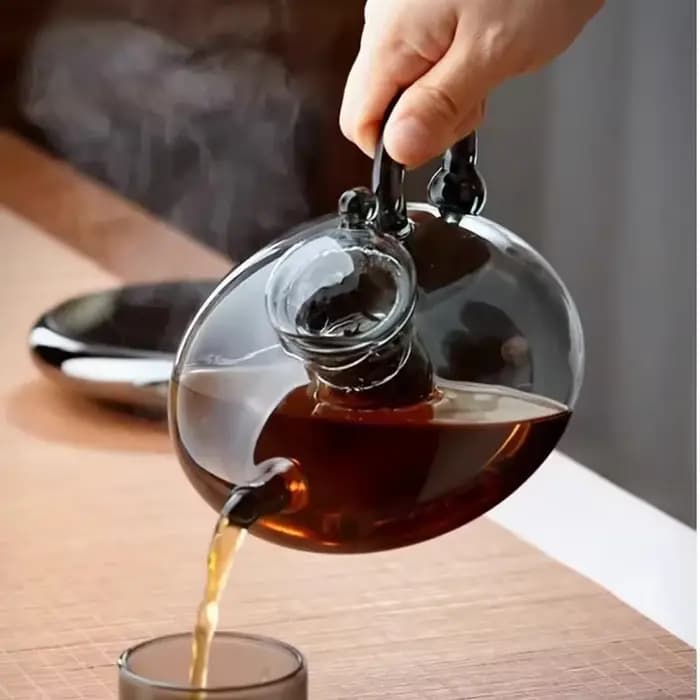 Théière en verre noir transparent, service à thé, filtre à haute température, bouilloire à thé, nouveau