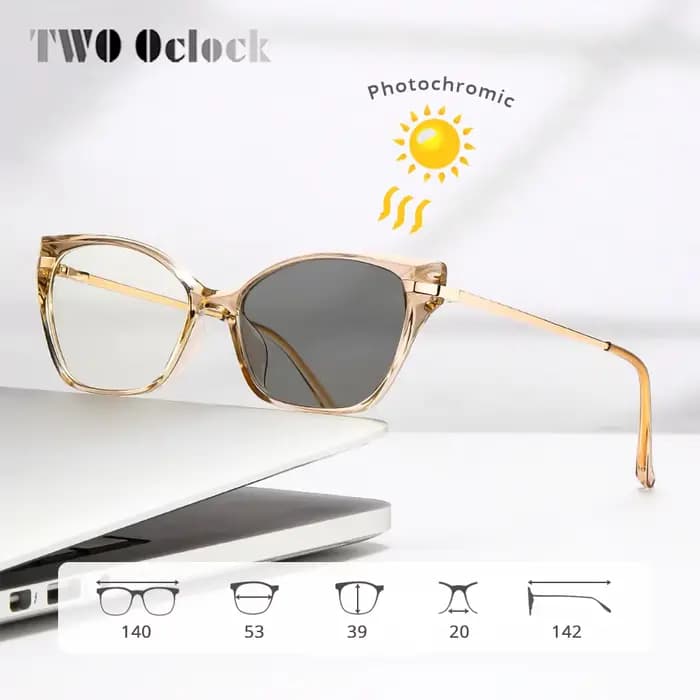 Lunettes de soleil photochromiques femmes marque Designer lunettes yeux de chat luxe Transparent zéro dioptrie lunettes intérieur/extérieur lunettes 2025