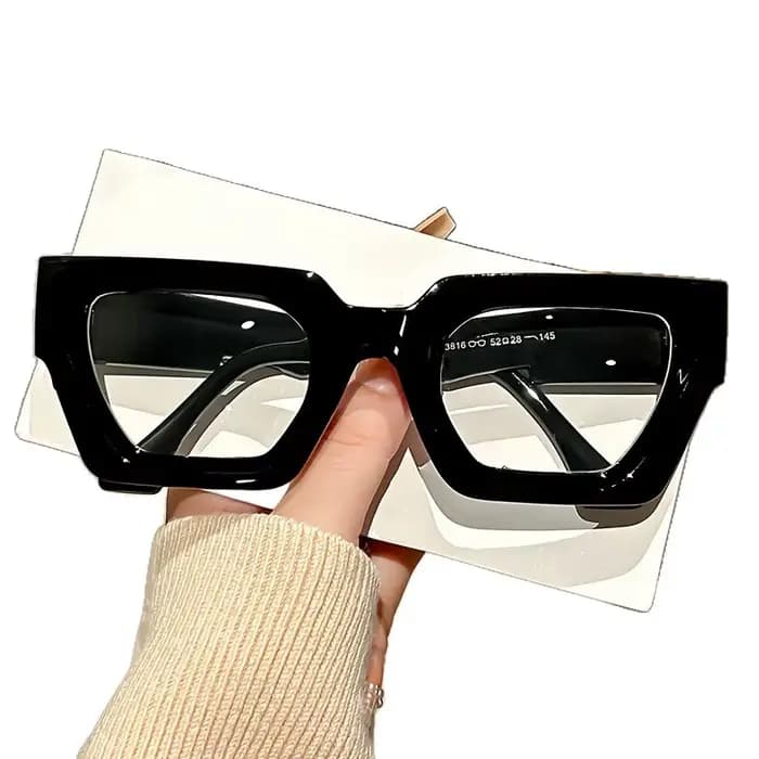 Lunettes surdimensionnées Y2K à verres transparents avec monture imprimée léopard