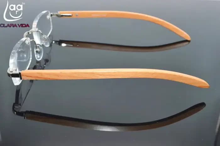 Lunettes de lecture pieds de bambou en bois sans monture pour hommes et femmes