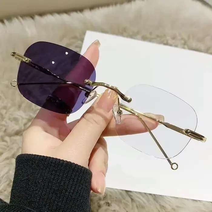 Lunettes de Myopie Sans Cadre avec Maille Rouge