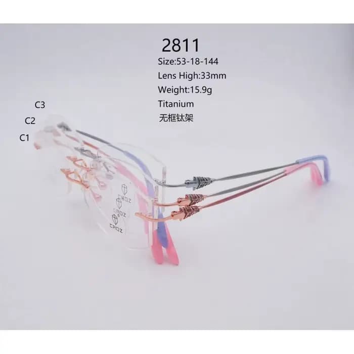 Monture de lunettes optiques sans monture en métal bicolore