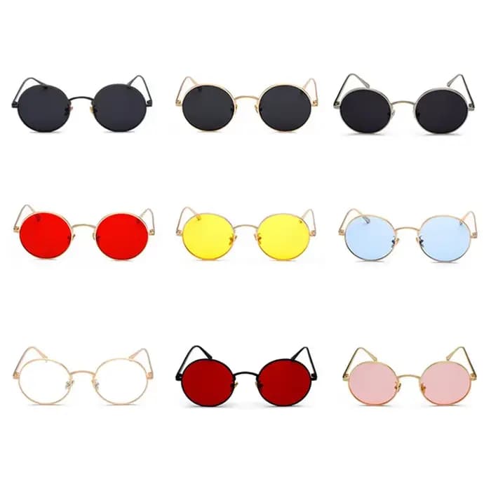 Lunettes de soleil rondes en métal doré pour hommes et femmes
