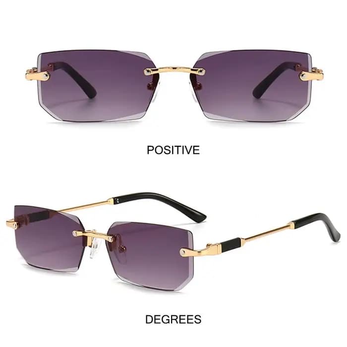 Lunettes de soleil rectangulaires sans monture pour femmes et hommes