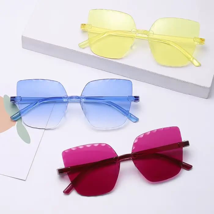 Nouvelles lunettes de soleil pour enfants mode fleur bébé personnalité sans cadre polygone