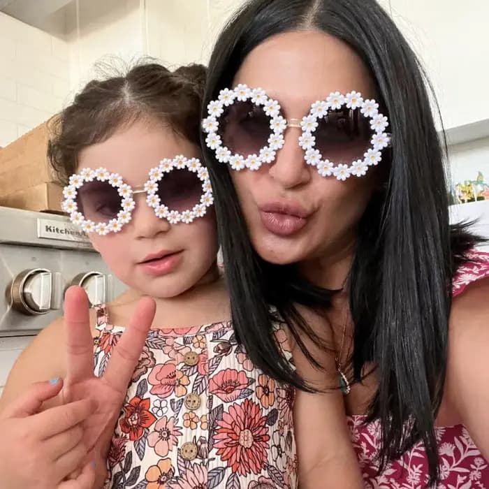 Lunettes de soleil mignonnes à fleurs de marguerite pour femmes et filles