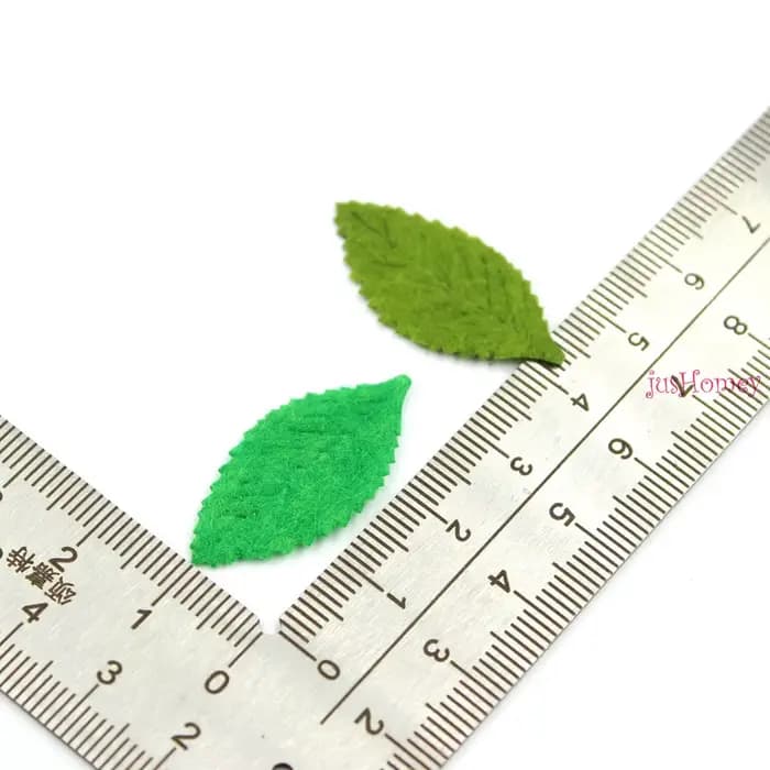 Feuilles vertes en feutre de laine pour bricolage, appliques en forme de cuir chevelu, fournitures de couture, accessoires d'artisanat, Noël, 30mm * 15mm, 100 pièces