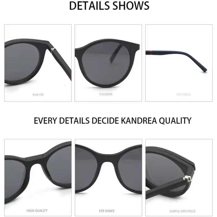 Lunettes de soleil magnétiques rondes pour femmes et hommes