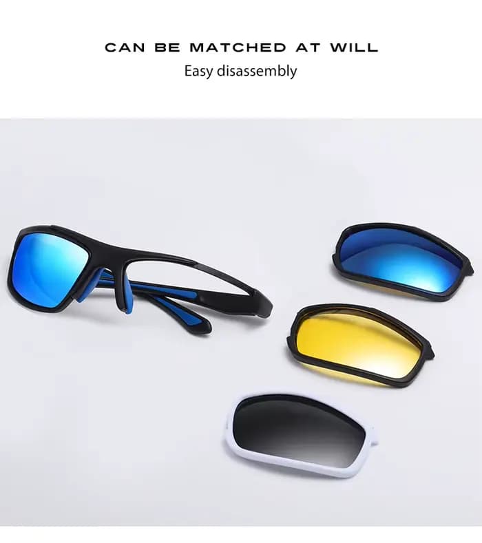 Lunettes de soleil de sport polarisées pour hommes et femmes, changement de couleur, Vision nocturne, cyclisme, vent