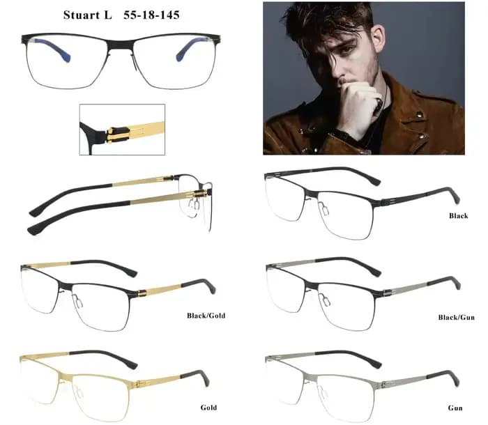 Lunettes médicales StuartL en acier inoxydable pour hommes et femmes