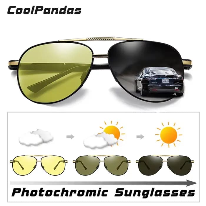 Lunettes de soleil pilote pour hommes lunettes polarisées photochromiques femmes caméléon lunettes de conduite lentille Anti-éblouissement UV400 gafas de sol hombre