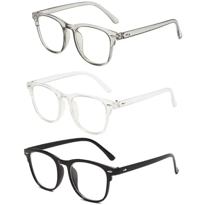 3 paires de lunettes rétro tendance - Verres transparents - Convient aux hommes et aux femmes
