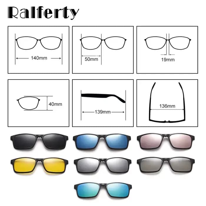 Ralferty aimant lunettes de soleil hommes polarisées pince