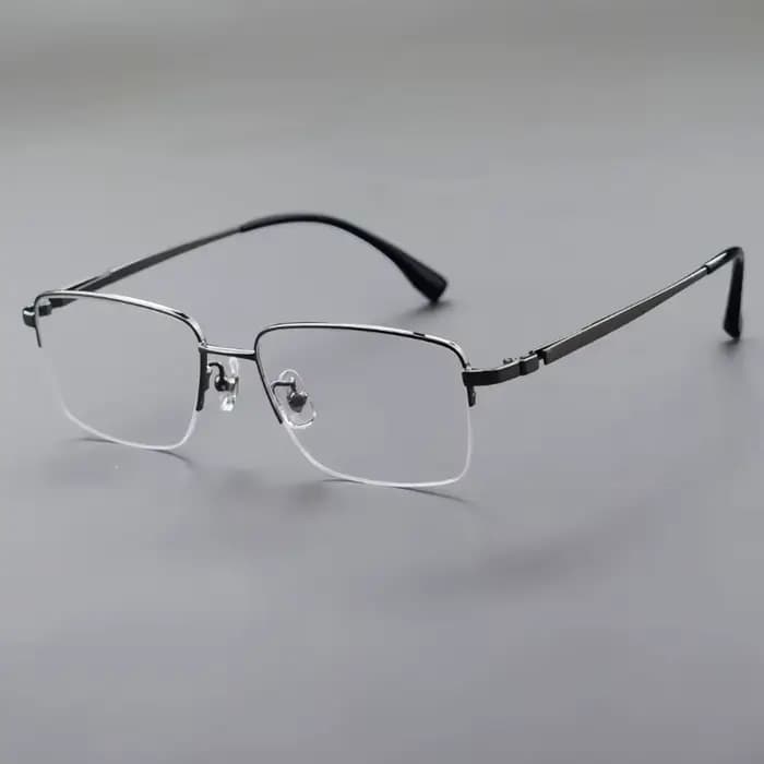 Monture de lunettes semi-cerclée en titane pour homme