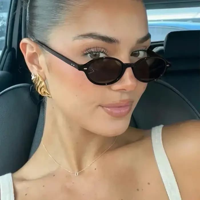 Rétro petites lunettes de soleil ovales femmes hommes Rivets nuances