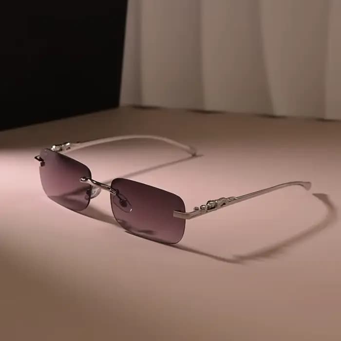 Lunettes de mode rétro sans monture pour hommes et femmes – Lentille miroir PC de style simple