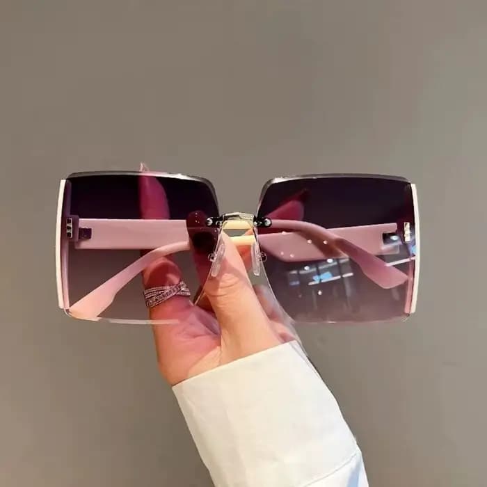 Lunettes de soleil rétro carrées sans cadre pour femmes