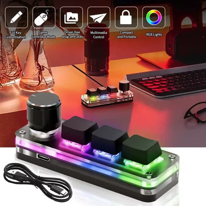 Clavier mécanique USB Gamer 3 touches Macro clavier personnalisé rvb jeu bouton de programmation personnalisé Mini clavier claviers pour Photoshop