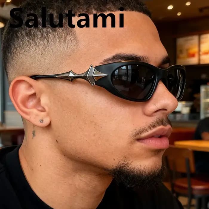 Lunettes de soleil Vintage en alliage étoile jambe Y2K pour hommes